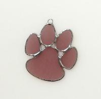 Stained Glass Paw Print Suncatcher, Pink Cathedral