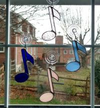 Stained Glass Music Note Suncatcher, Custom Colors Available