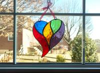 Rainbow Unity Heart Stained Glass Suncatcher