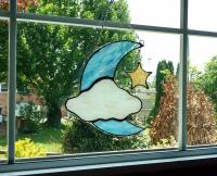 Moon, Cloud, and Star Stained Glass Suncatcher