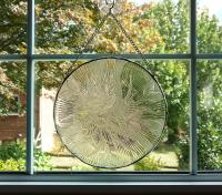 Vintage Glass Plate Window Hanging, Arcoroc Canterbury Pattern