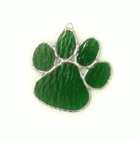 Stained Glass Paw Print Suncatcher, Green