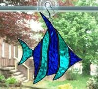 Angel Fish Stained Glass Suncatcher, Custom Colors Available