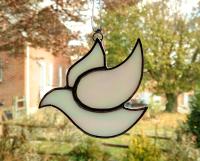 Stained Glass Dove Suncatcher, Iridescent Glass