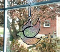 Stained Glass Dove Suncatcher, Iridescent Glass