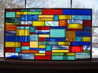 Custom Geometric Stained Glass Window Panel