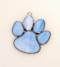 Stained Glass Paw Print Suncatcher, Blue Opal