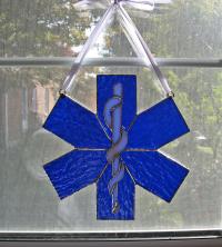 EMS Star of Life Stained Glass Suncatcher