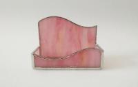 Business Card Holder, Pink Swirled Opalescent Glass, Custom Colors Available