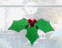 Stained Glass Holly Suncatcher