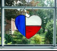 USA Heart Stained Glass Suncatcher