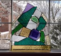 Abstract Geometric Stained Glass Window Panel