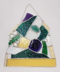 Abstract Geometric Stained Glass Window Panel