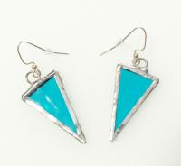 Aqua Blue Textured Stained Glass Earrings