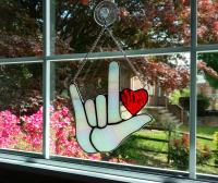 ASL I Love You Stained Glass Suncatcher, Sign Language Love