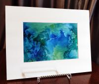 Alcohol Ink Painting Grouping, Set of 2, Blue and Green Pearlized