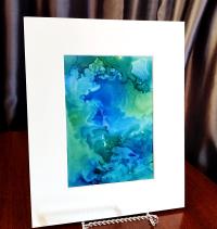 Alcohol Ink Painting Grouping, Set of 2, Blue and Green Pearlized