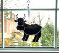 Stained Glass Cow Suncatcher, Black Angus, Custom Colors Available