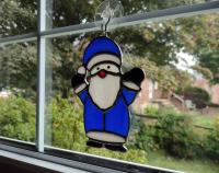 Stained Glass Santa Clause Suncatcher--Blue