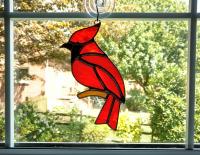 Stained Glass Cardinal Suncatcher, Red Bird