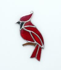 Stained Glass Cardinal Suncatcher, Red Bird