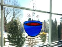 Coffee Cup / Tea Cup Stained Glass Suncatcher, Custom Colors Available