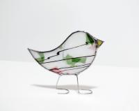 Stained Glass Standing Bird, Confetti Glass