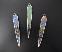 Stained Glass Icicle Christmas Tree Ornaments, Set of Three