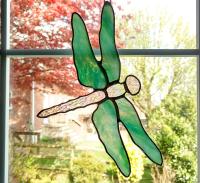 Dragonfly Stained Glass Suncatcher, Custom Colors Available