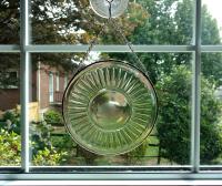 Vintage Green Pressed Glass Plate Window Hanging