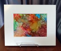 Alcohol Ink Painting, 5 x 7 Matted to 8 x 10, Rainbow Metallic Abstract Art