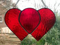 Entwined Hearts Stained Glass Suncatcher, Custom Colors Available