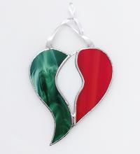 Italian Flag Unity Heart Stained Glass Suncatcher, Custom Colors Available