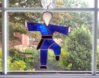 Stained Glass Karate Man Martial Arts Suncatcher, Custom Colors Available