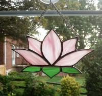 Pink Lotus Flower Stained Glass Suncatcher