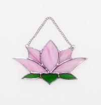 Pink Lotus Flower Stained Glass Suncatcher