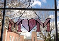 Stained Glass Mom with Heart Suncatcher, I Love Mom Gift,  Custom Colors Available