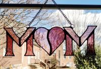 Stained Glass Mom with Heart Suncatcher, I Love Mom Gift,  Custom Colors Available