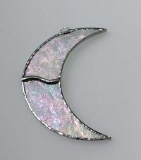 Crescent Moon Stained Glass Suncatcher--Starburst Clear Iridescent