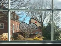 I Love Nurses Stained Glass Suncatcher, Heart with Nurse Cap