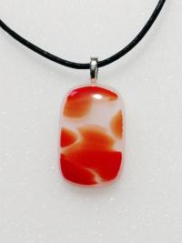 Fused Glass Pendant, Orange and White Swirl
