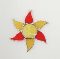 Stained Glass Sun Suncatcher, Orange and Yellow