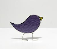 Stained Glass Standing Bird, Purple Cathedral Glass