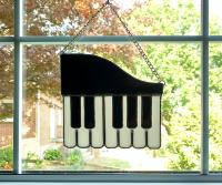 Stained Glass Piano Suncatcher, Available in Brown or Black