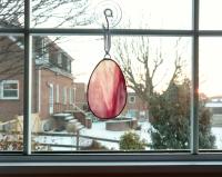 Stained Glass Easter Egg Suncatcher, Pink and White Swirl