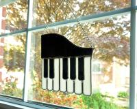 Stained Glass Piano Suncatcher, Available in Brown or Black