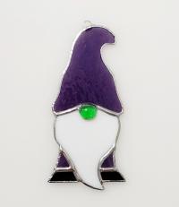 Purple Stained Glass Gnome / Elf Suncatcher