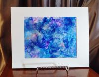 Alcohol Ink Painting, 8 x 10 Matted to 11 x 14, Blue Purple and Pink Fluid Art Abstract