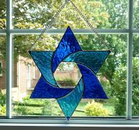 Large Star of David Stained Glass Suncatcher, Custom Colors Available