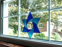 Large Star of David Stained Glass Suncatcher, Custom Colors Available